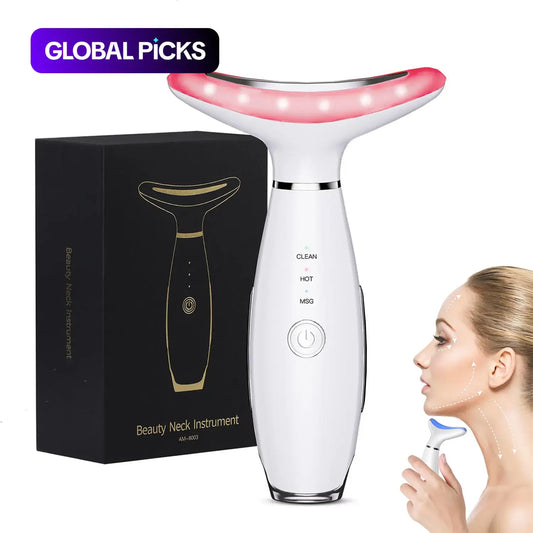Revitalize Your Skin with the 3-Color LED Facial Massager - Ultimate Beauty Neck Instrument for Winter & Valentine's Day Gifts, Wrinkle Remover & Double Chin Solution
