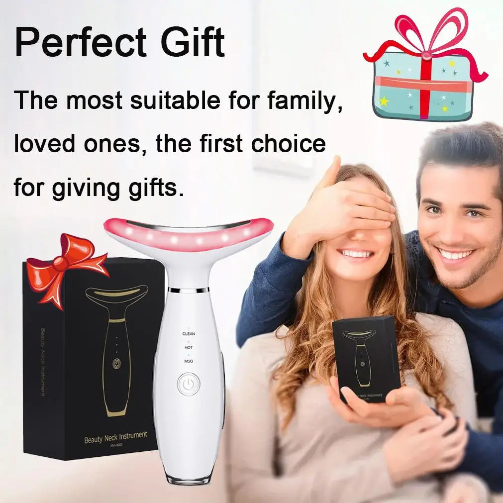 Revitalize Your Skin with the 3-Color LED Facial Massager - Ultimate Beauty Neck Instrument for Winter & Valentine's Day Gifts, Wrinkle Remover & Double Chin Solution