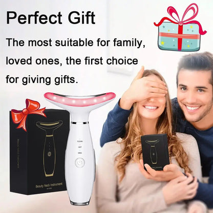 Revitalize Your Skin with the 3-Color LED Facial Massager - Ultimate Beauty Neck Instrument for Winter & Valentine's Day Gifts, Wrinkle Remover & Double Chin Solution