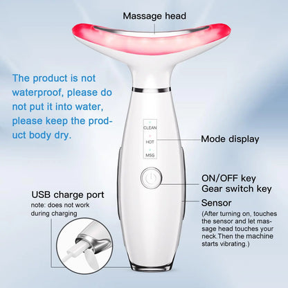 Revitalize Your Skin with the 3-Color LED Facial Massager - Ultimate Beauty Neck Instrument for Winter & Valentine's Day Gifts, Wrinkle Remover & Double Chin Solution