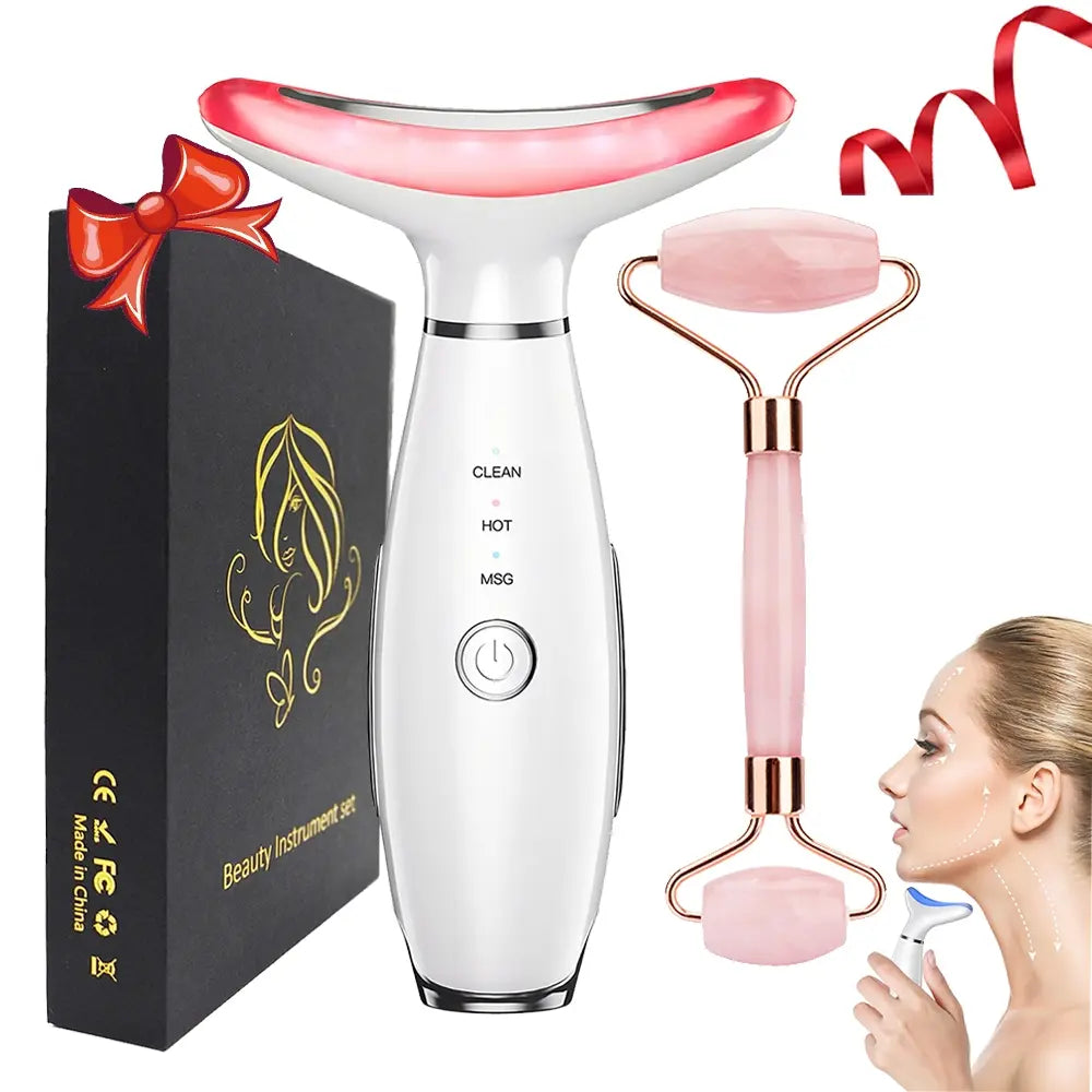 Revitalize Your Skin with the 3-Color LED Facial Massager - Ultimate Beauty Neck Instrument for Winter & Valentine's Day Gifts, Wrinkle Remover & Double Chin Solution