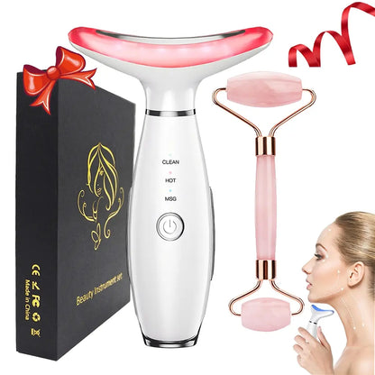 Revitalize Your Skin with the 3-Color LED Facial Massager - Ultimate Beauty Neck Instrument for Winter & Valentine's Day Gifts, Wrinkle Remover & Double Chin Solution