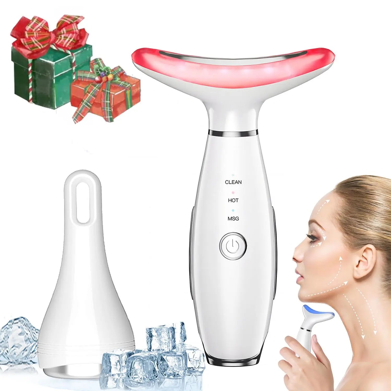 Revitalize Your Skin with the 3-Color LED Facial Massager - Ultimate Beauty Neck Instrument for Winter & Valentine's Day Gifts, Wrinkle Remover & Double Chin Solution