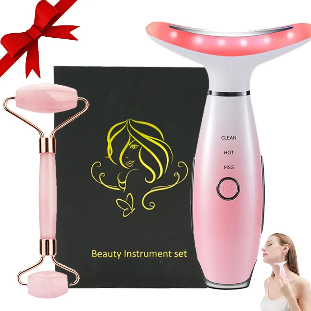 Revitalize Your Skin with the 3-Color LED Facial Massager - Ultimate Beauty Neck Instrument for Winter & Valentine's Day Gifts, Wrinkle Remover & Double Chin Solution