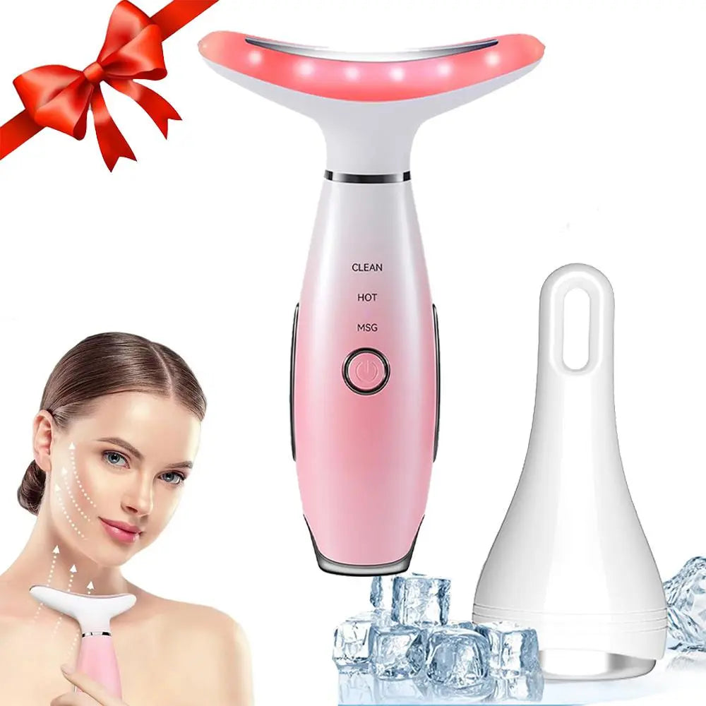 Revitalize Your Skin with the 3-Color LED Facial Massager - Ultimate Beauty Neck Instrument for Winter & Valentine's Day Gifts, Wrinkle Remover & Double Chin Solution