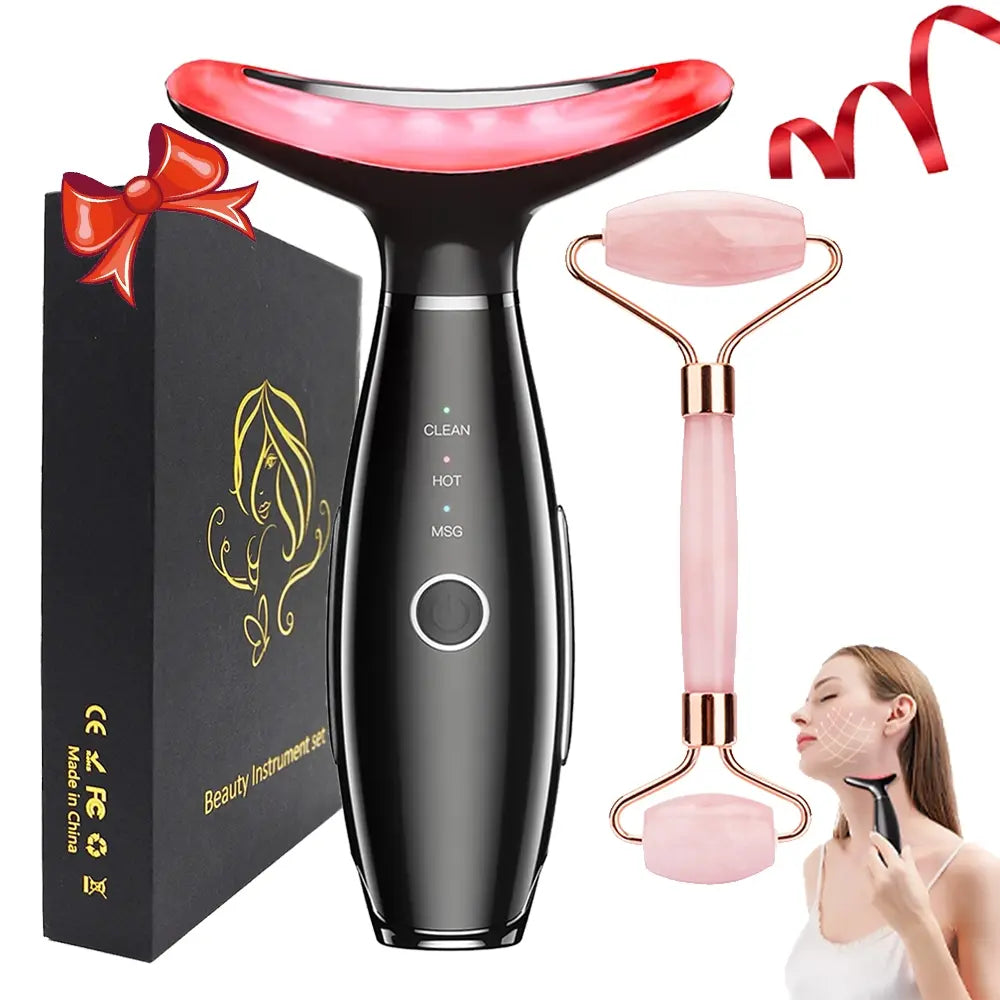 Revitalize Your Skin with the 3-Color LED Facial Massager - Ultimate Beauty Neck Instrument for Winter & Valentine's Day Gifts, Wrinkle Remover & Double Chin Solution