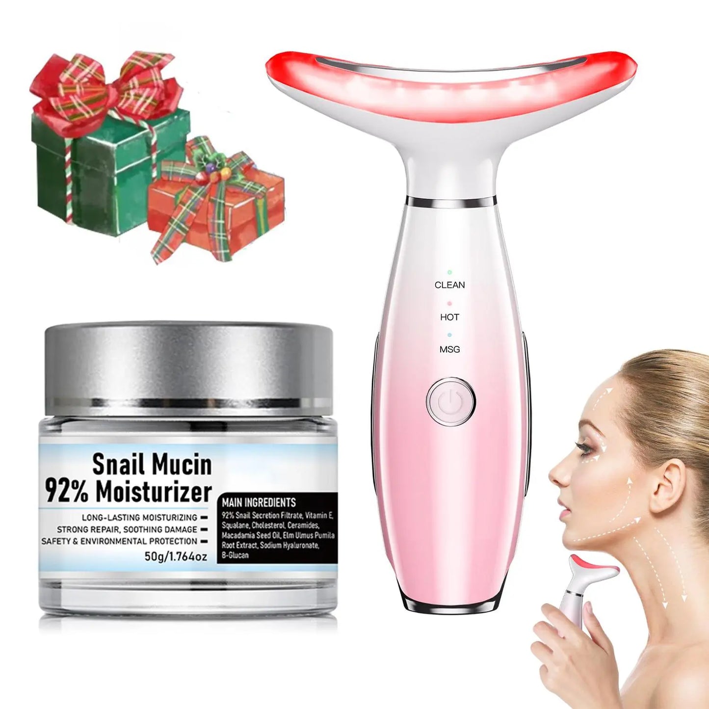 Revitalize Your Skin with the 3-Color LED Facial Massager - Ultimate Beauty Neck Instrument for Winter & Valentine's Day Gifts, Wrinkle Remover & Double Chin Solution