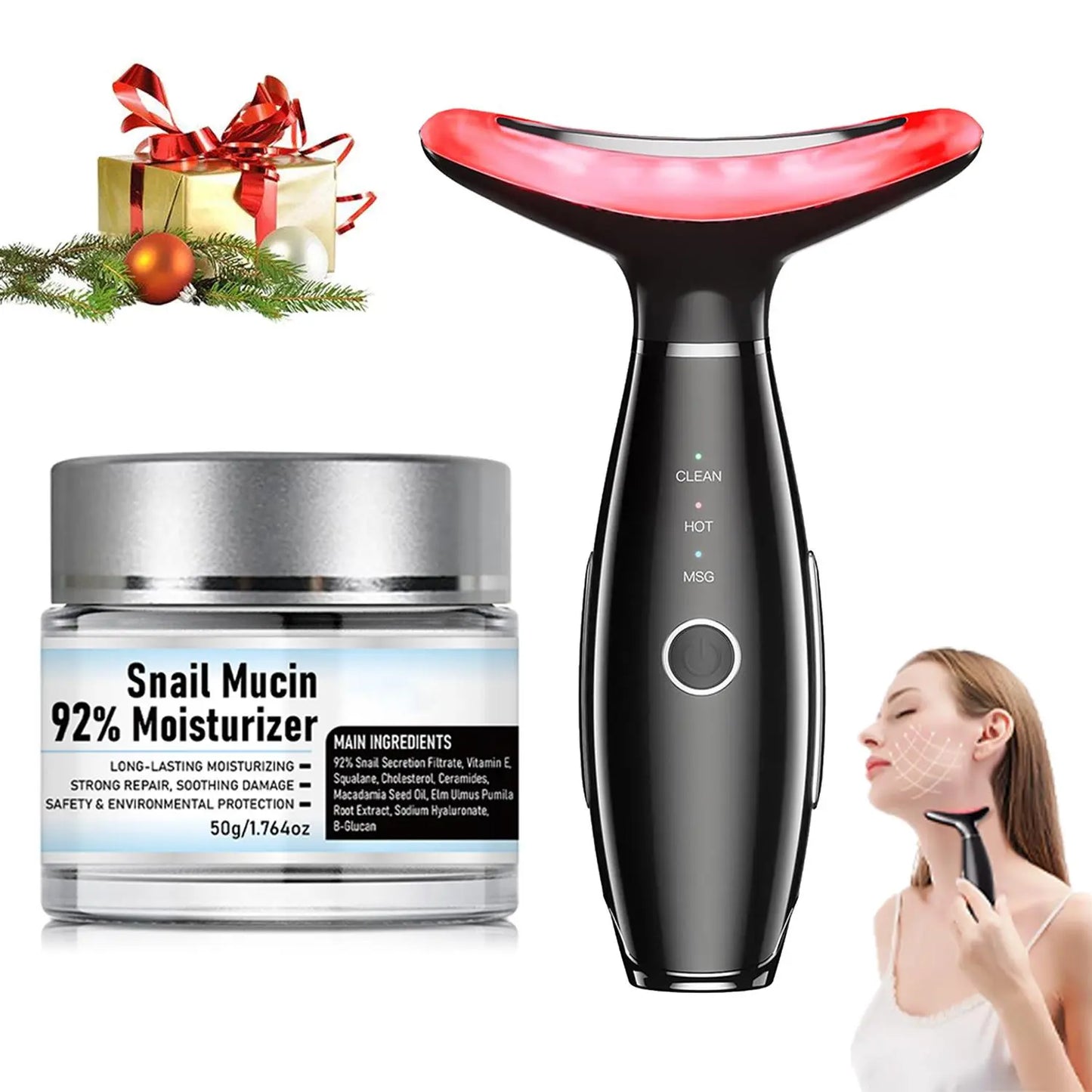 Revitalize Your Skin with the 3-Color LED Facial Massager - Ultimate Beauty Neck Instrument for Winter & Valentine's Day Gifts, Wrinkle Remover & Double Chin Solution