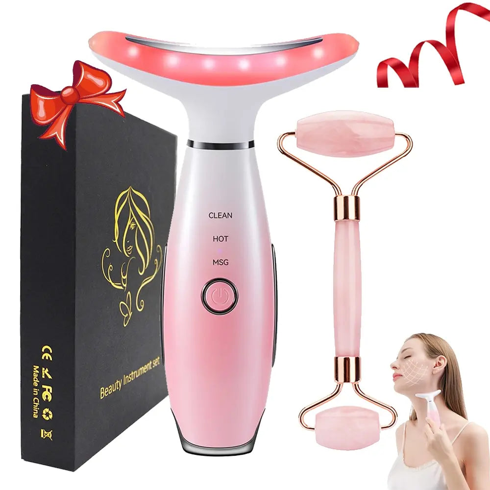 Revitalize Your Skin with the 3-Color LED Facial Massager - Ultimate Beauty Neck Instrument for Winter & Valentine's Day Gifts, Wrinkle Remover & Double Chin Solution